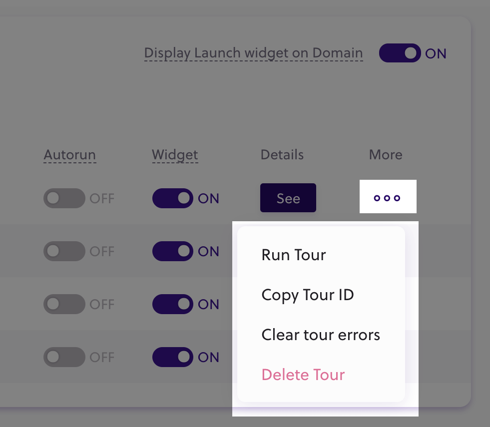 Product tours page 2 Moreoptions 1