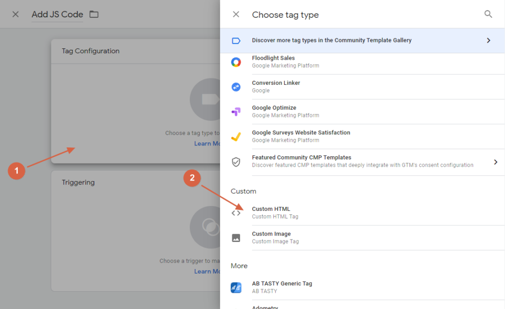 Installing the script with Google Tag Manager 2 gtm step2 1