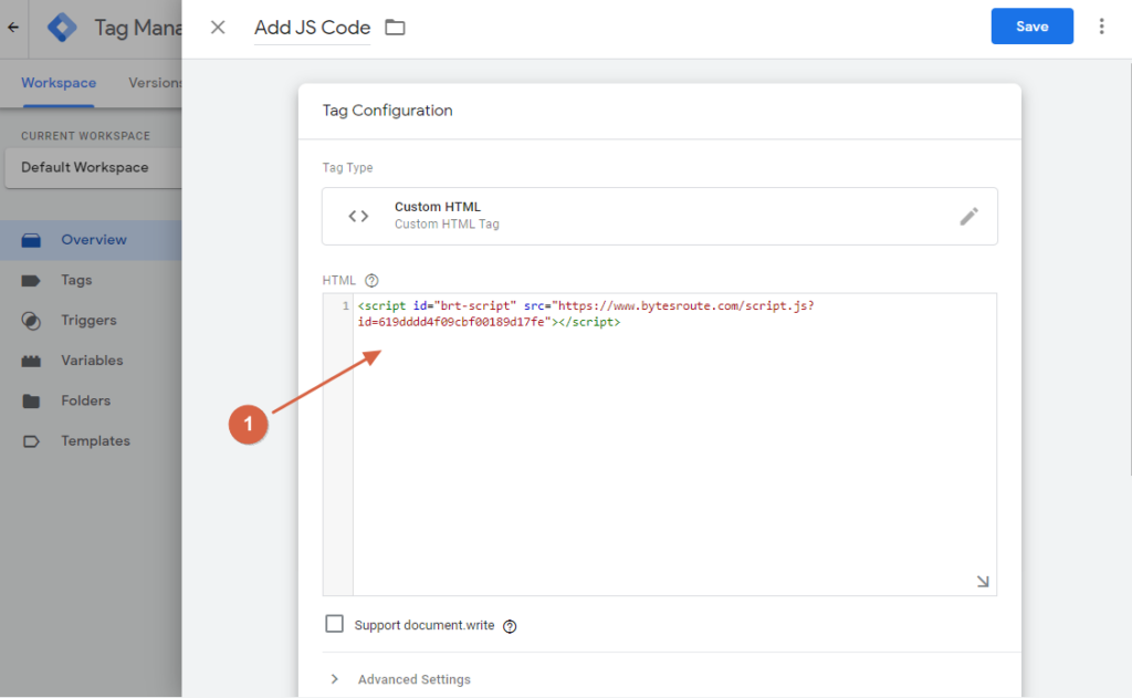 Installing the script with Google Tag Manager 3 gtm step3 1