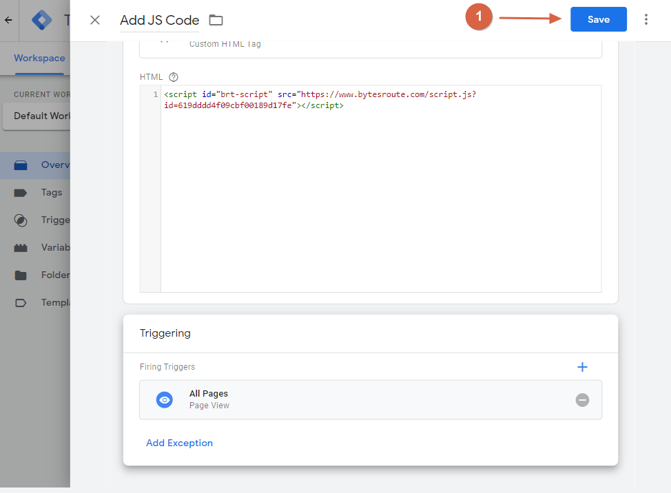 Installing the script with Google Tag Manager 5 gtm step5 1