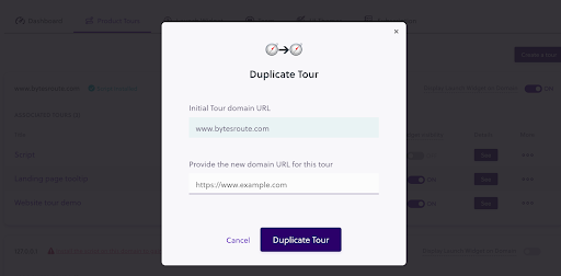 Tour duplication modal