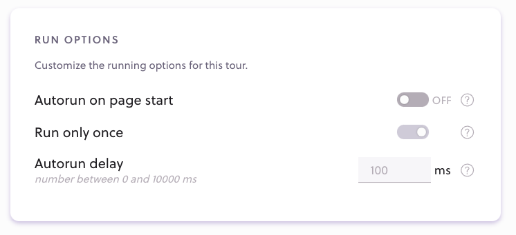 Tour options page 2 run options
