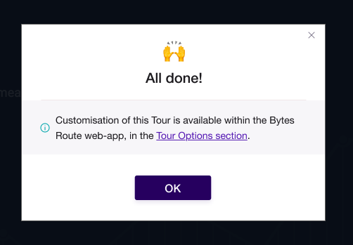 Finalizing a tour 2 tour confirmation