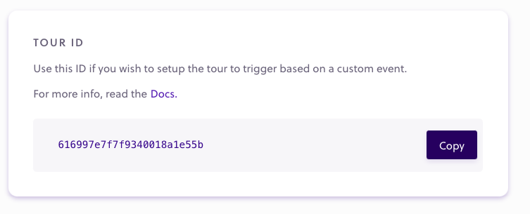 Run tour with custom options and events 1 tour id widget