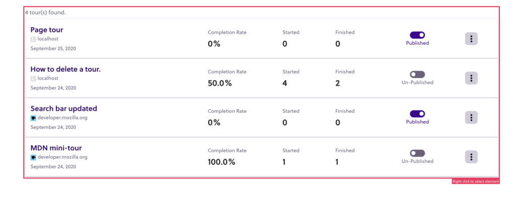 Bytes Route: a practical example 1 tour list sel