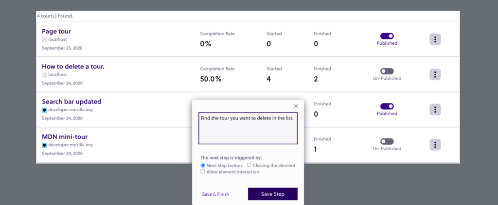 Bytes Route: a practical example 2 tour list step