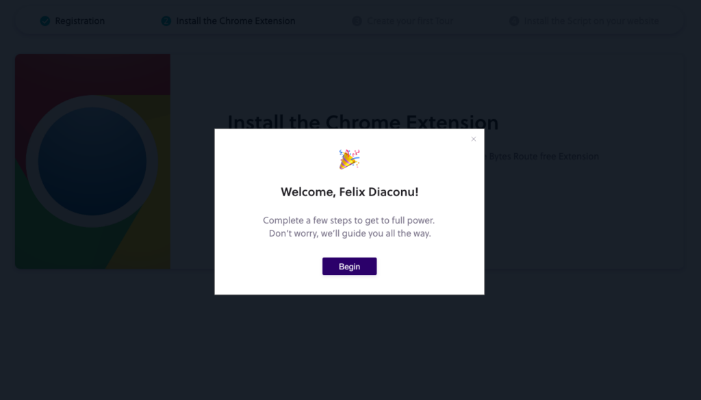 How we tackled the onboarding for the setup phase in Bytes Route 1 welcome user