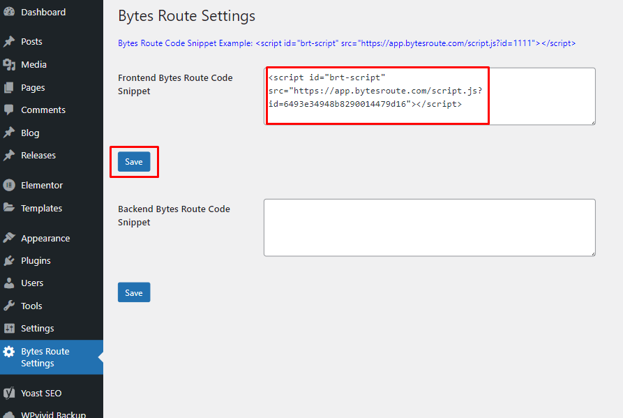 Wordpress Plugin for Easy Product Tour Software Integration 7 Bytes Route plugin in WordPress and submit the Bytes Route code snippet